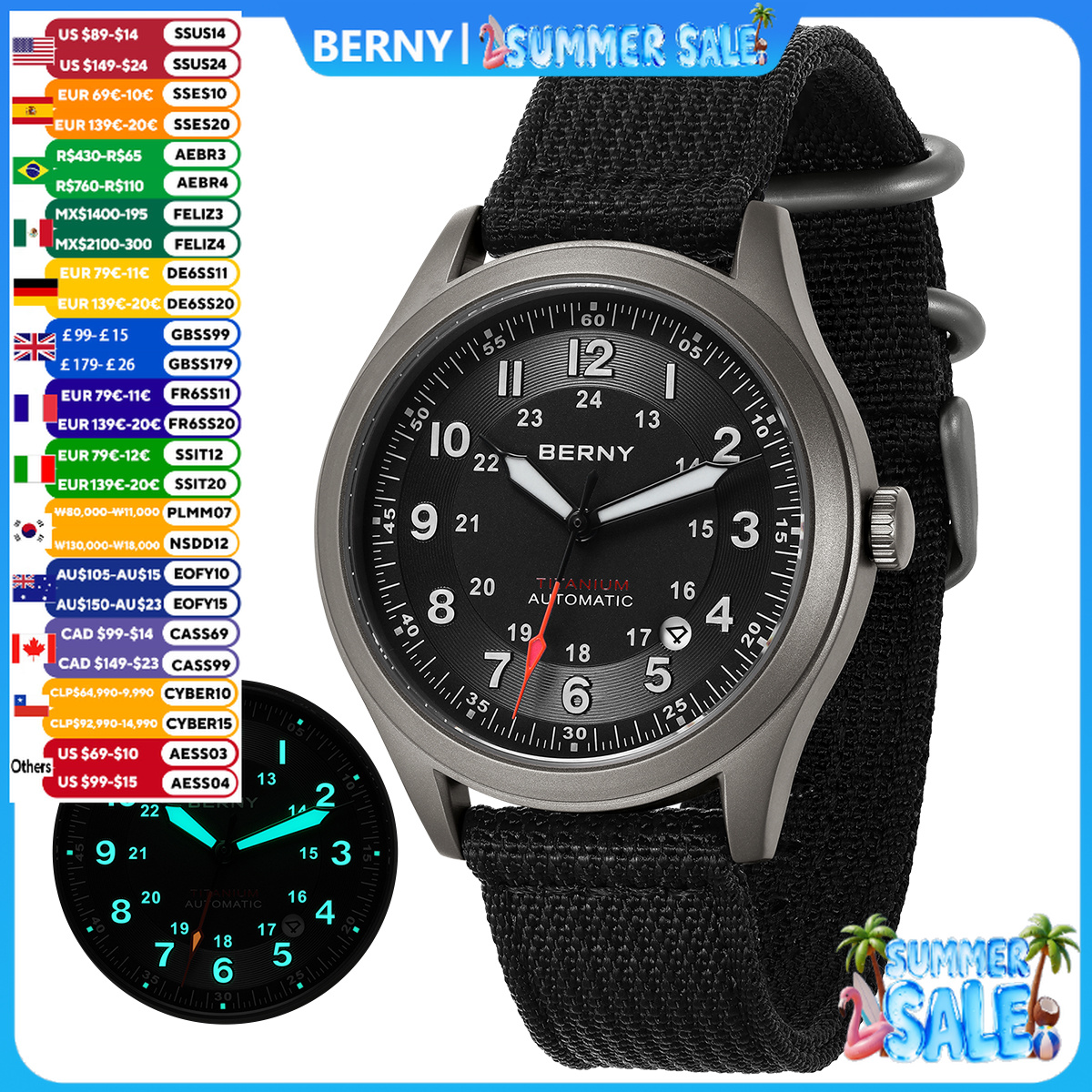 Outdoor Sport Field - BERNY Titanium Automatic Men's Field Watches