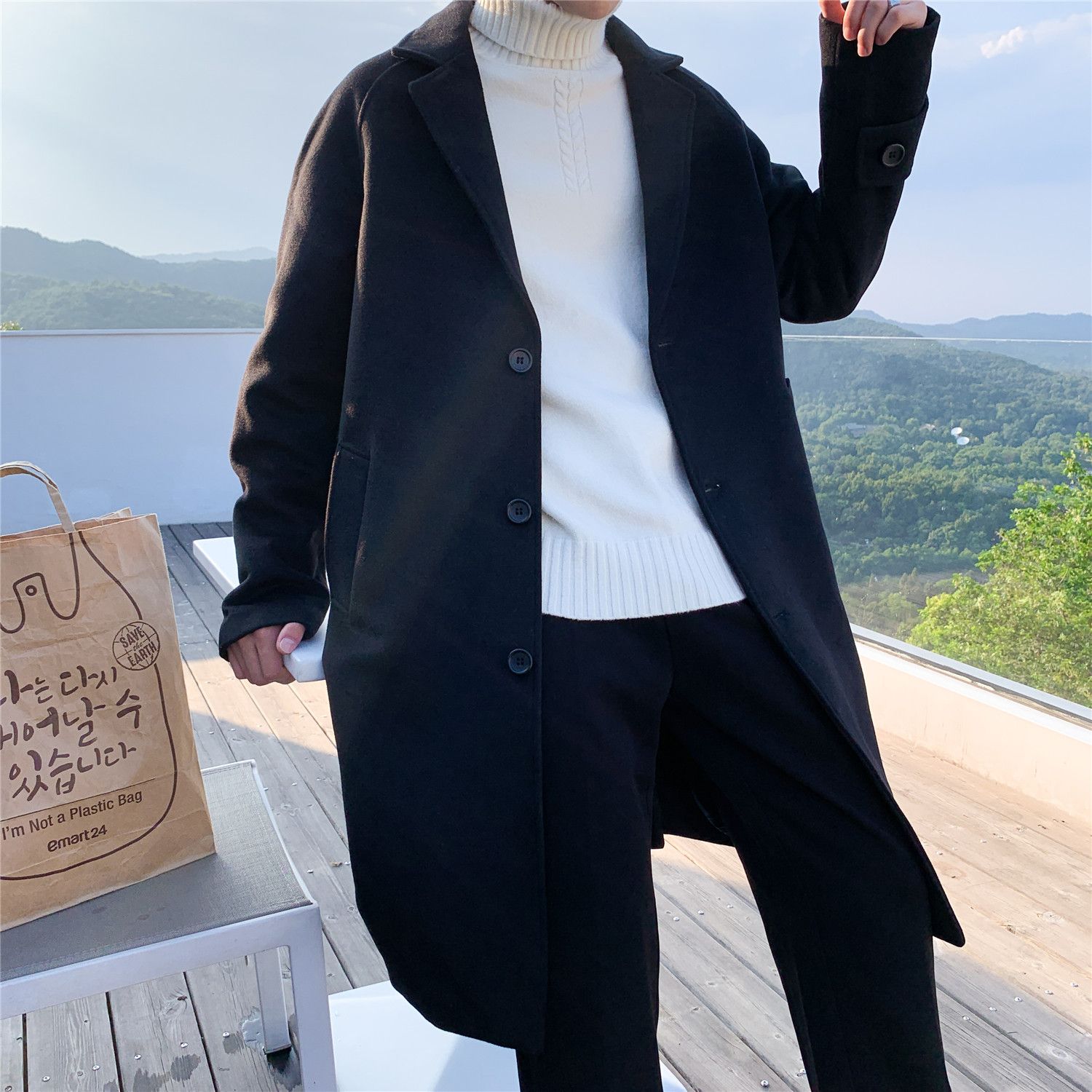 Wool Blend Coat Grey Mans Clim - Outdoor Sport Hobbies avis et prix
