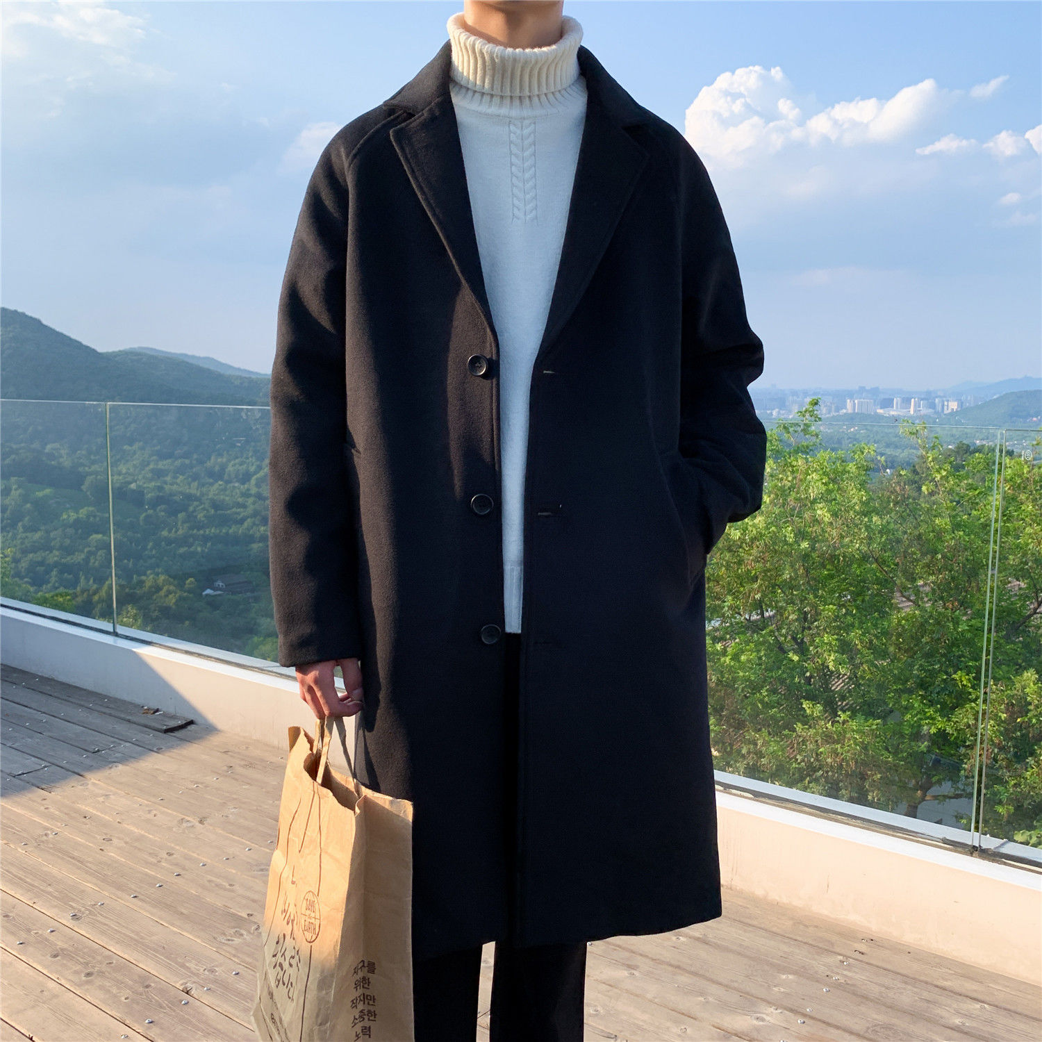 Wool Blend Coat Grey Mans Clim - Outdoor Sport Hobbies avis et prix