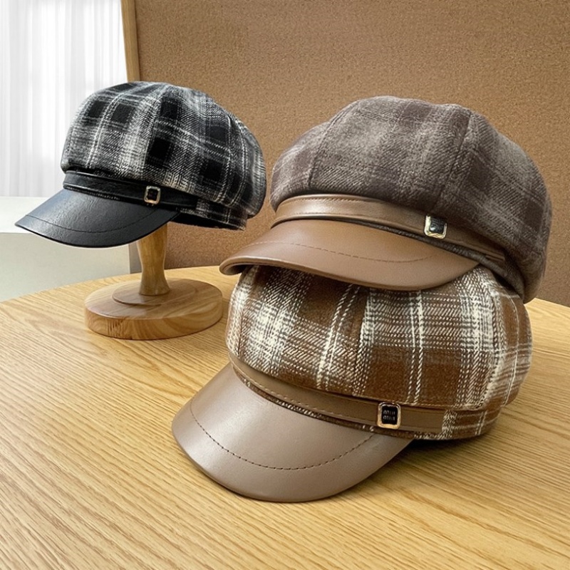 New PU Leather Patchwork Grid  - Outdoor Sport Hat avis et prix