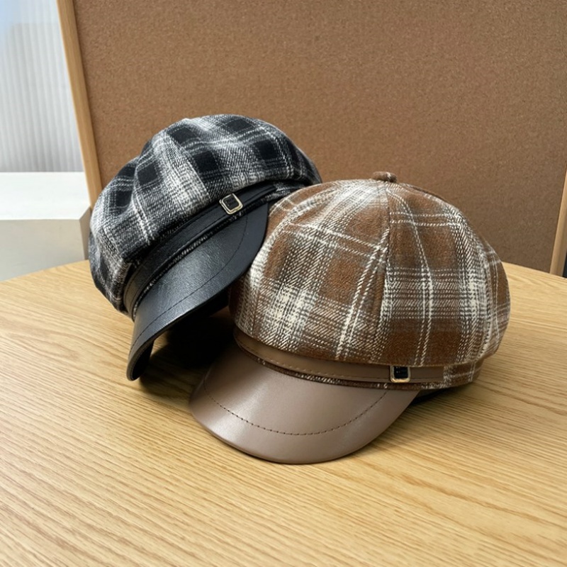 New PU Leather Patchwork Grid  - Outdoor Sport Hat avis et prix