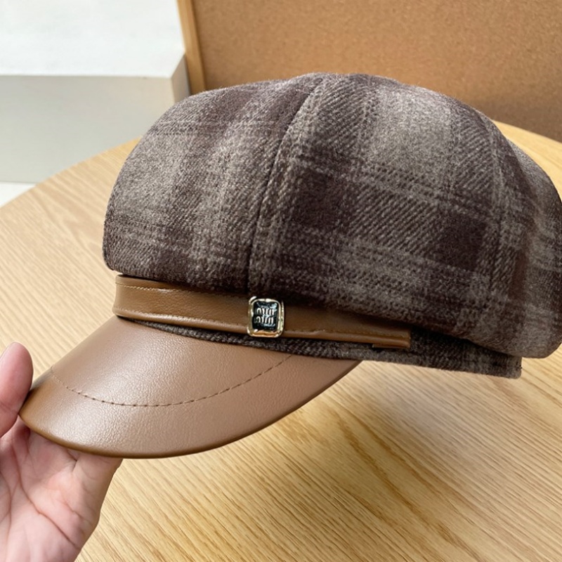 New PU Leather Patchwork Grid  - Outdoor Sport Hat avis et prix