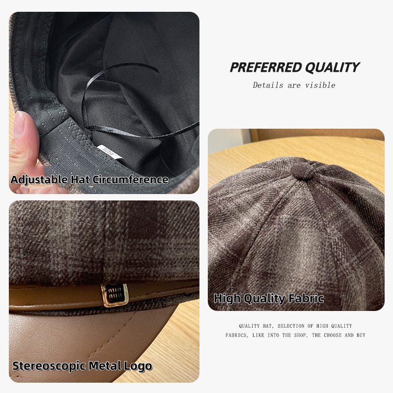 New PU Leather Patchwork Grid  - Outdoor Sport Hat avis et prix